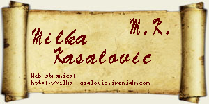 Milka Kasalović vizit kartica
